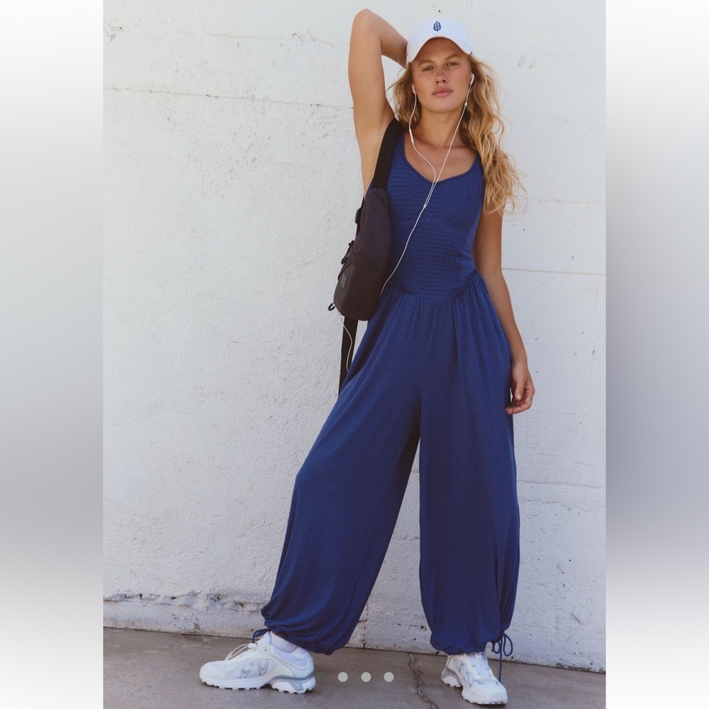 Free People Movement Smockin' Hot Wide Leg Onesie Sz-Xs